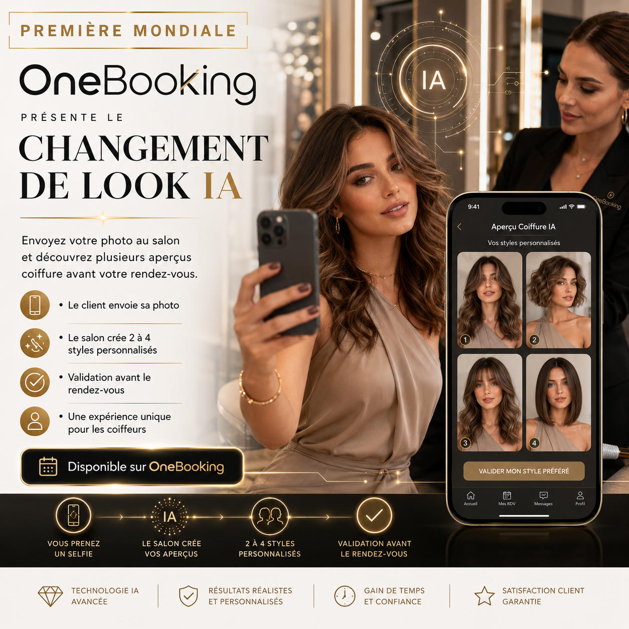 Le futur de la coiffure arrive sur OneBooking avec le Changement de Look IA