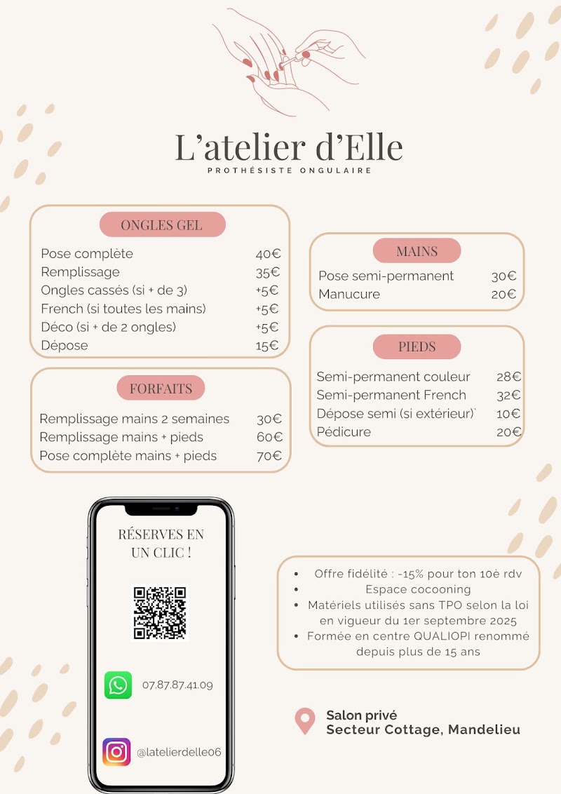 L'atelier d'Elle - Prothésiste ongulaire - Onglerie Cannes - OneBooking